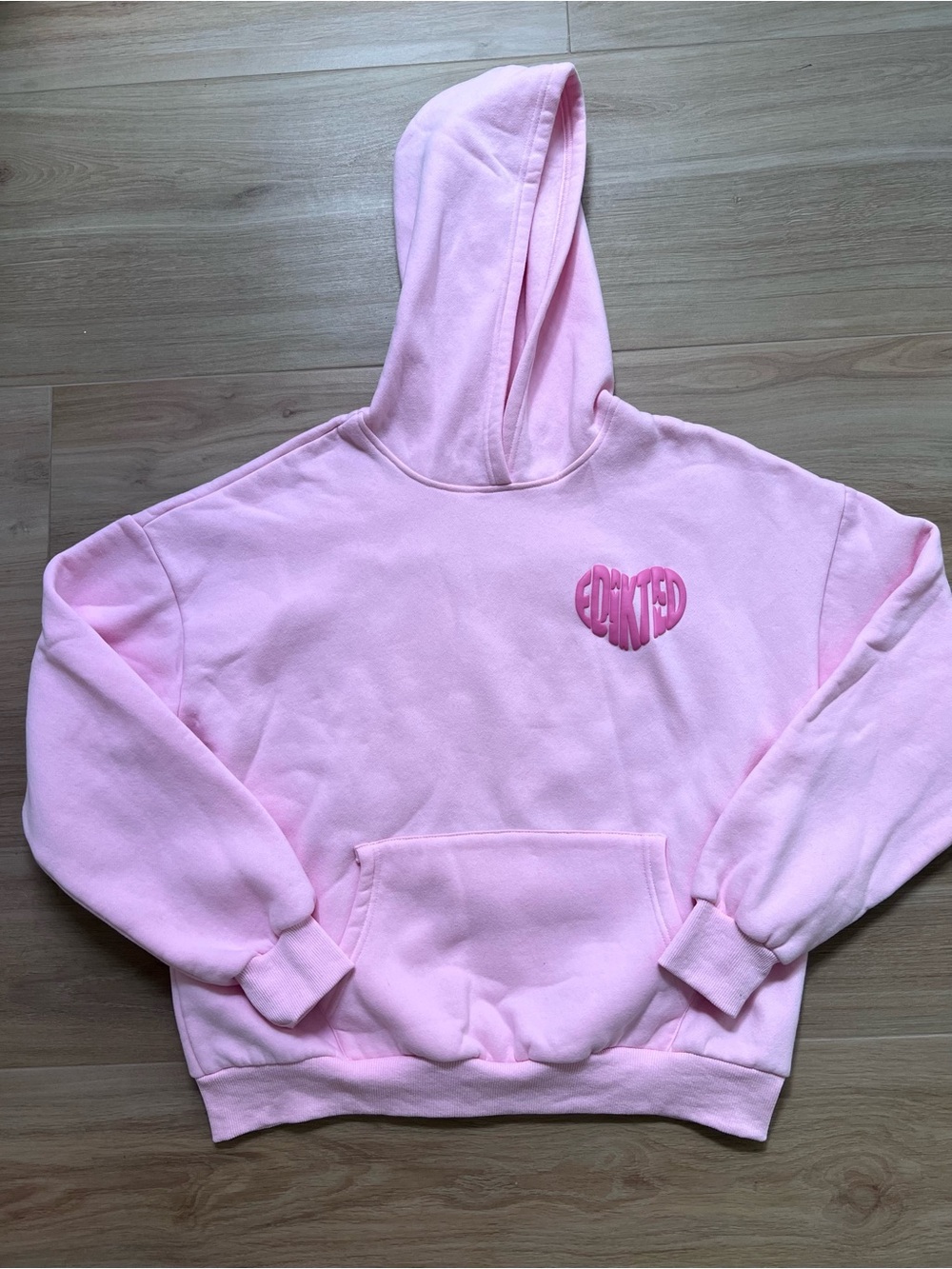 EDIKTED “MAJOR LOVE” Pink Hoodie — Size Small - Picture 4 of 14